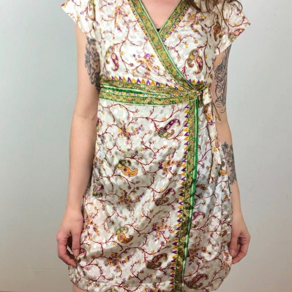 Eastern Silk Wrap Dress-Jedzebel